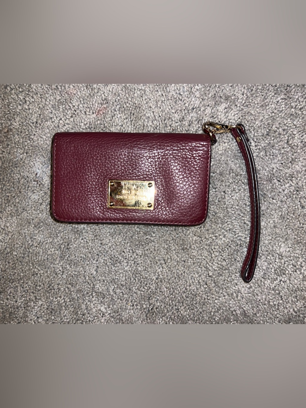 MICHAEL KORS Burgundy Pebbled Leather Crossbody Wallet